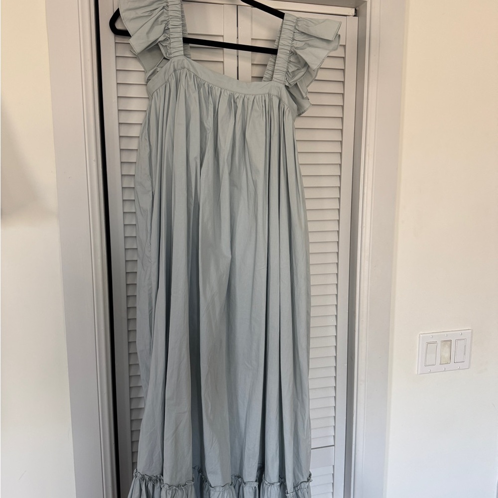 MARBLE Soft Blue Gathered Dress